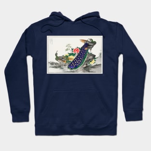 Peacock and Peony vintage Japanese woodblock print Hoodie